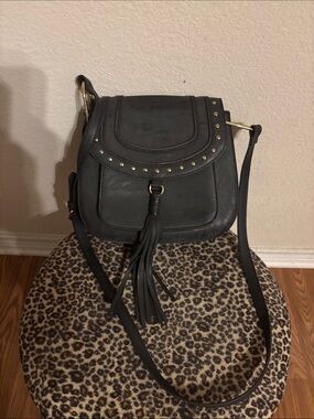 Franco Sarto Black Studded Crossbody Bag with Tassel